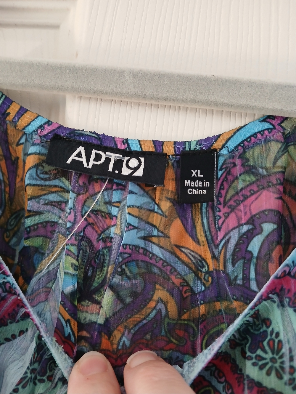 Apt 9 Paisley Flutter Slit Sleeve Sheer Blouse Elastic waist Size  XL Fairy Whim - Picture 8 of 11